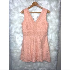 Francesca’s Collections Lace Overlay Peach Sleeveless Dress